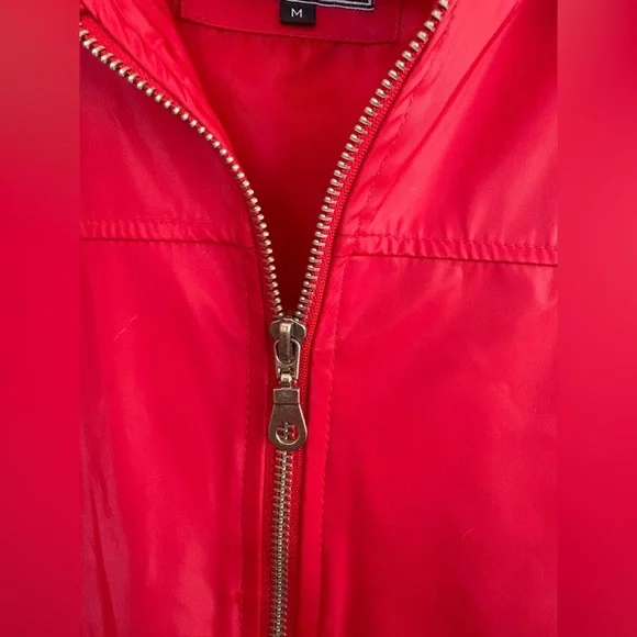 LEARSI red vintage PVC faux leather bomber jacket women’s sz M lightweight EUC - Picture 7 of 15